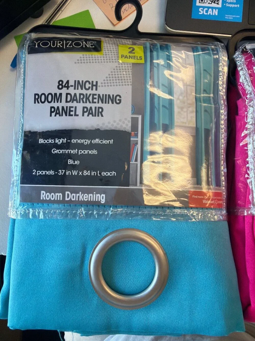 Your Zone 84-inch Room Darkening Panel Pair 2 Panels Blue Fuchsia Grommet